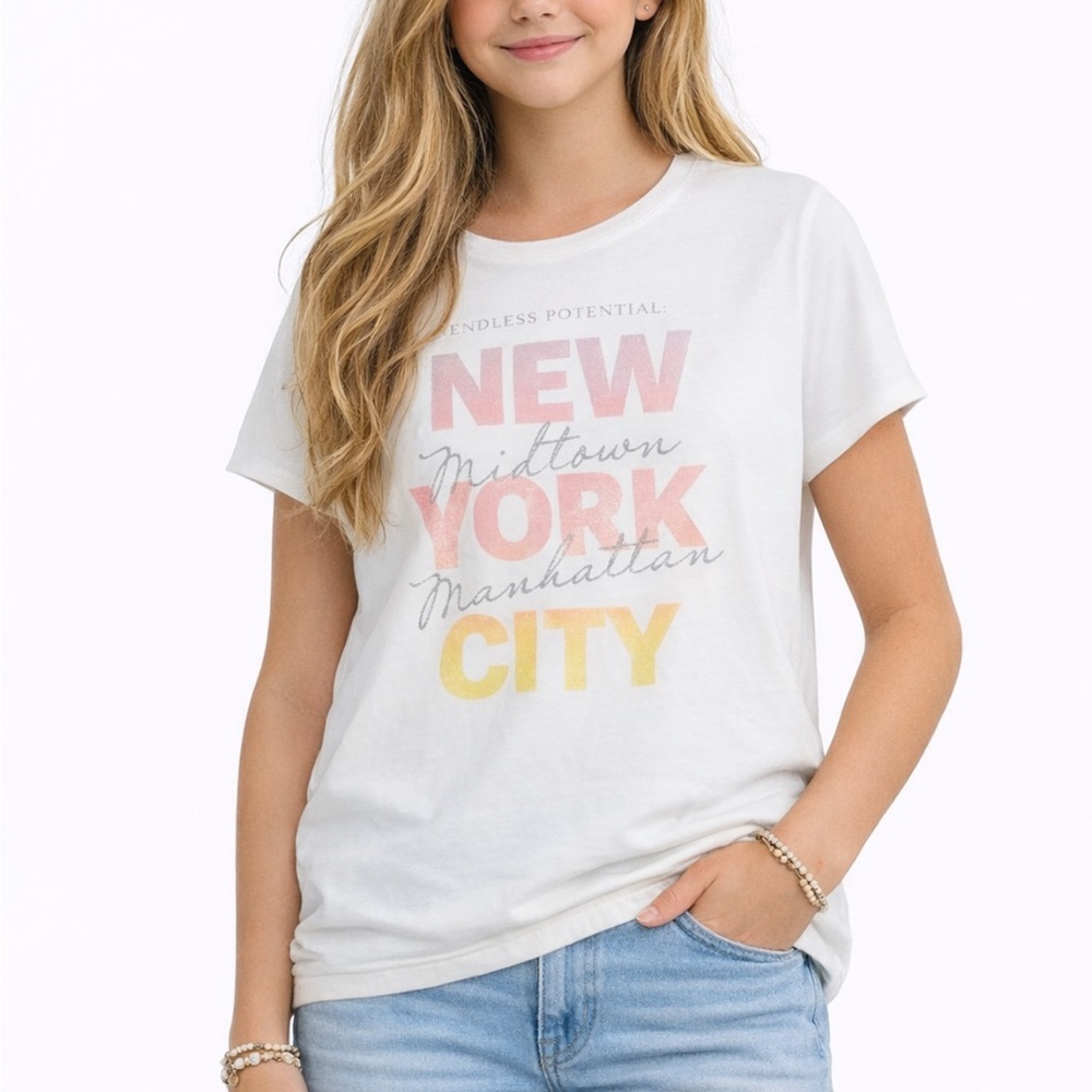 H&M girl’s New York City glitter print tee size 20